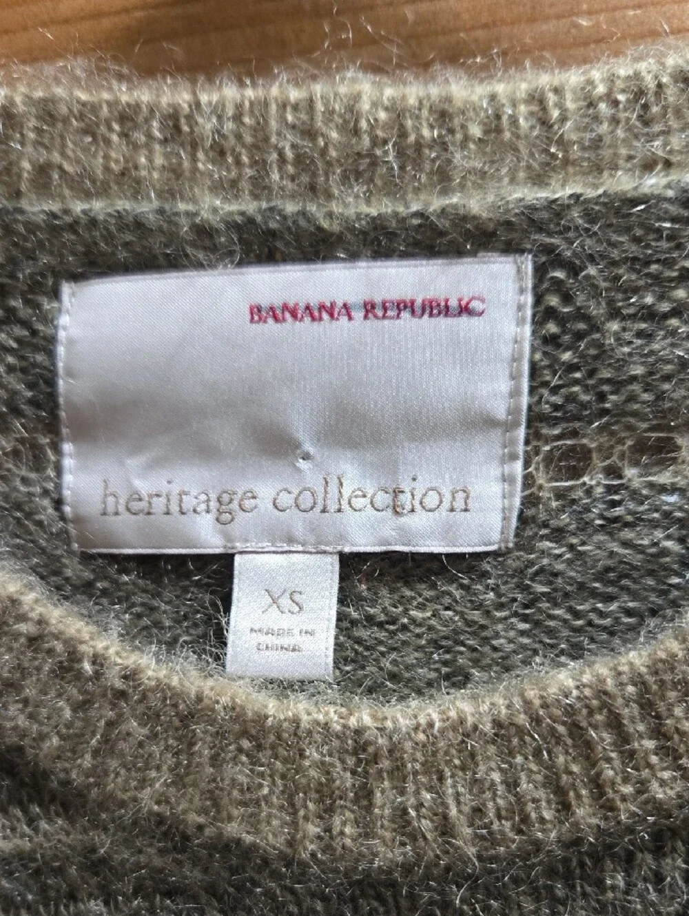 Banana Republic Men's Heritage Olive-Tone Openwork Crewneck Sweater Wool XS 0720